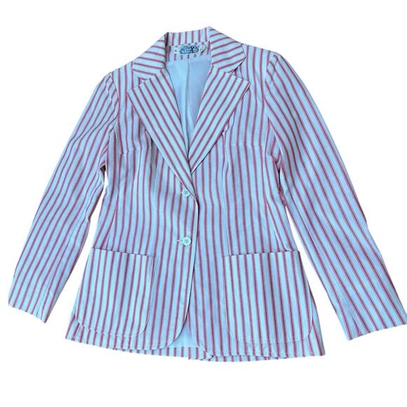 Vintage 1970s The Villager Red & White Striped Blazer Cotton Jacket / Small - - Picture 5 of 5